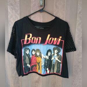 💎 Bon Jovi Graphic T-Shirt with Mesh Sleeves